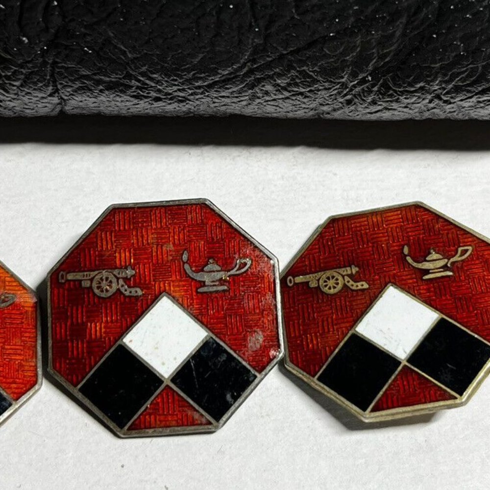 4 Crests US Army Sterling Silver Pin Lot WWII Field Artillery Training Fort Dix!
